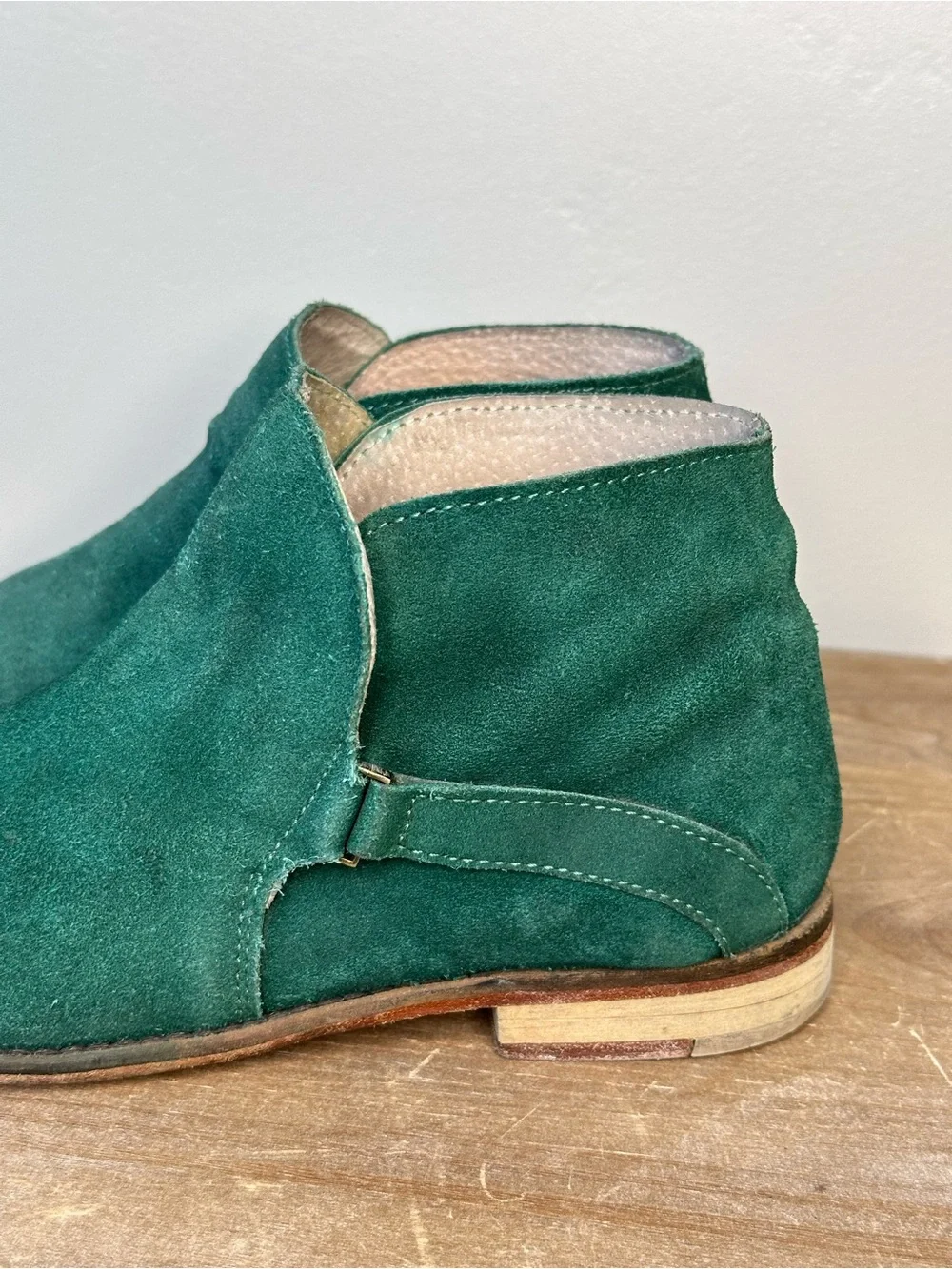 Free people emerald green suede booties Sz6